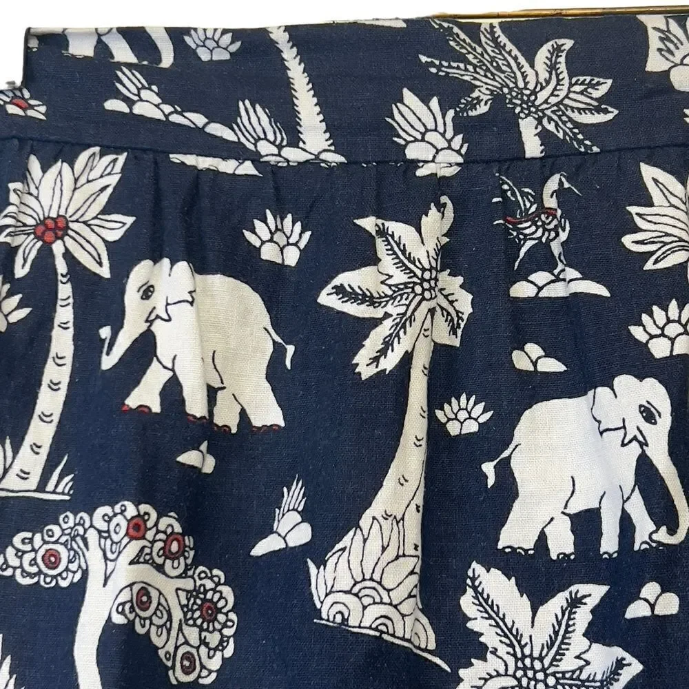 Loft linen blend  Elephant Print Skirt mp - Picture 9 of 16
